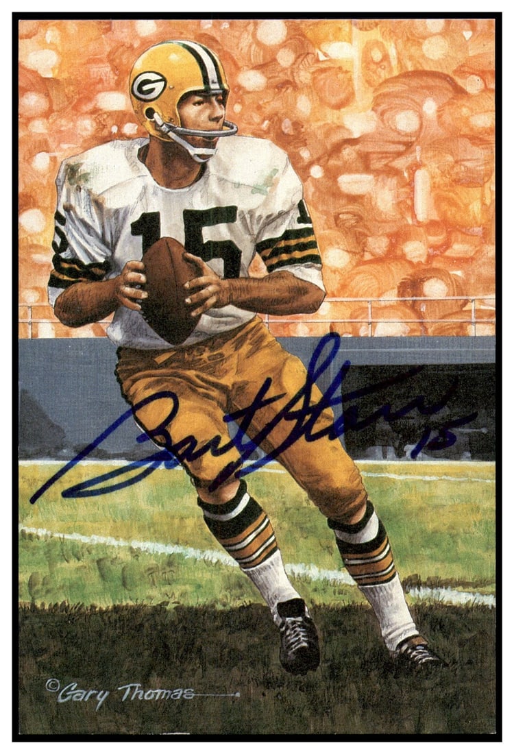 Bart Starr Autographed Goal Line Art Card Packers PSA/DNA Authentic (1 of 2)