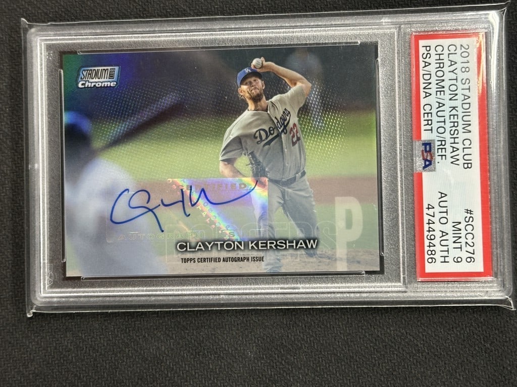 Clayton Kershaw 2018 Stadium Club Chrome Refractor Auto PSA 9 #SCC276 (1 of 2)