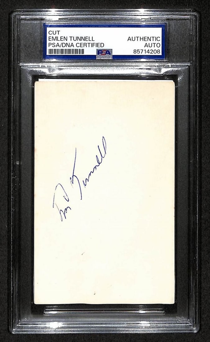 Emlen Tunnell Signed 3x5 Index Card New York Giants PSA DNA Authenticated (1 of 1)