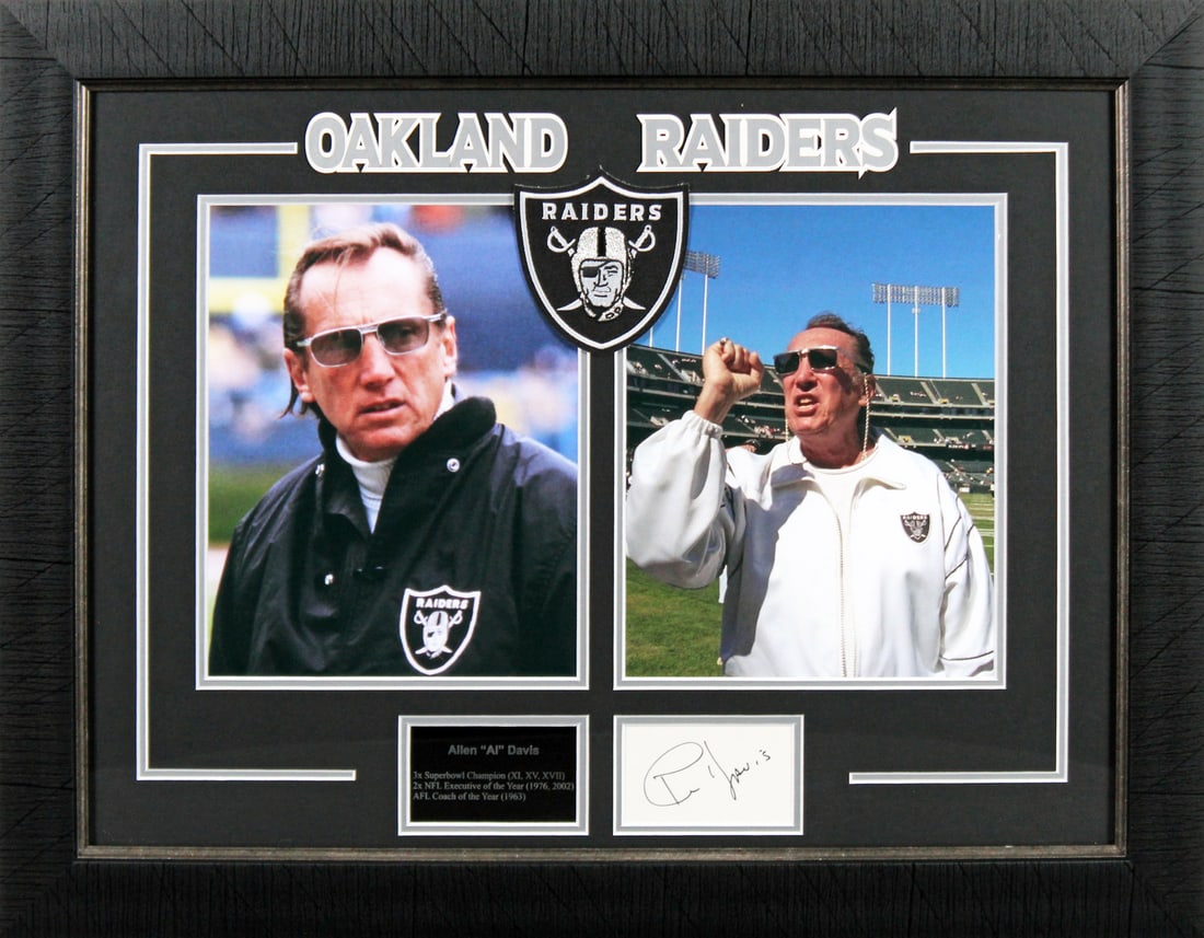 Al Davis Signed 3x5 Index Card Framed Display Oakland Raiders Beckett COA (1 of 3)