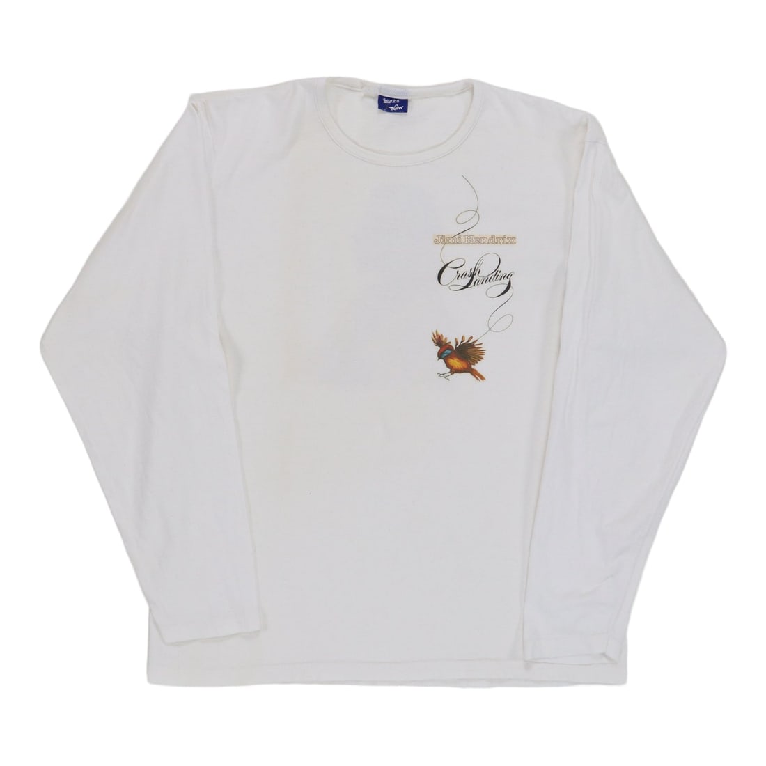 Vintage 1975 Crash Landing Promo Jimi Hendrix Long Sleeve Shirt White: Vintage 1975 Crash Landing Promo Jimi Hendrix Long Sleeve Shirt White This is an original vintage 1975 Jimi Hendrix Crash Landing promotional long sleeve shirt. Featuring graphics on both the front an