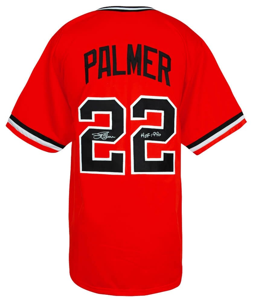 Jim Palmer Signed Orange Custom Jersey HOF'90 with COA: Jim Palmer Signed Orange Custom Jersey HOF'90 with COA Jim Palmer Signed Orange Custom Jersey HOF'90 with COA This is a Jim Palmer signed orange custom baseball jersey featuring the inscription 'HOF 9
