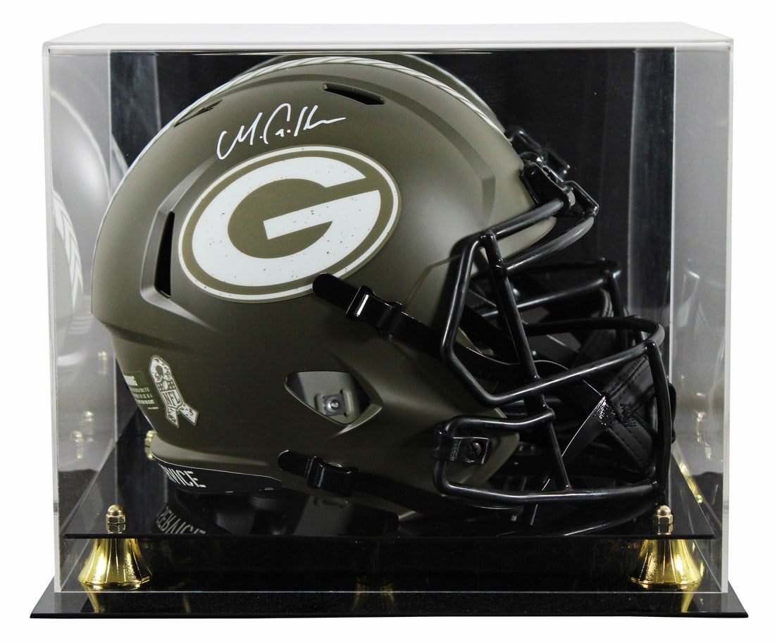 Matthew Golden Signed Packers Full Size Speed Helmet with Display Case BAS Authenticated (1 of 4)