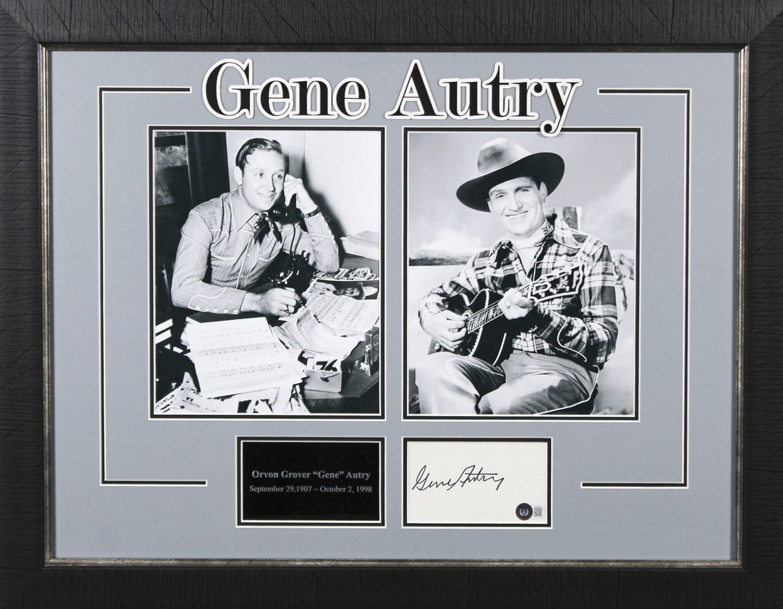 Gene Autry Authentic Signed Framed 3x5 Index Card Beckett COA (1 of 3)