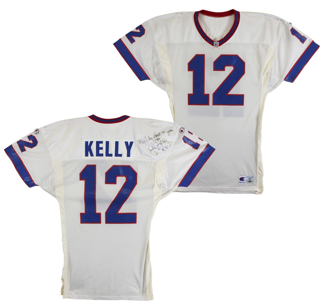 Jim Kelly Buffalo Bills Signed Game Issued Jersey BAS Authentic: Jim Kelly Buffalo Bills Signed Game Issued Jersey BAS Authentic This original game-issued white jersey from the Buffalo Bills is a standout piece for any fan. Size 46 and crafted by Champion, it featu