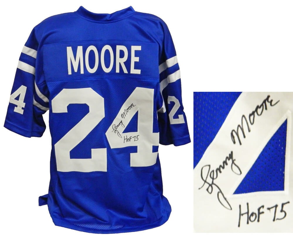 Lenny Moore Signed Colts Blue Throwback Jersey HOF 75 COA (1 of 3)