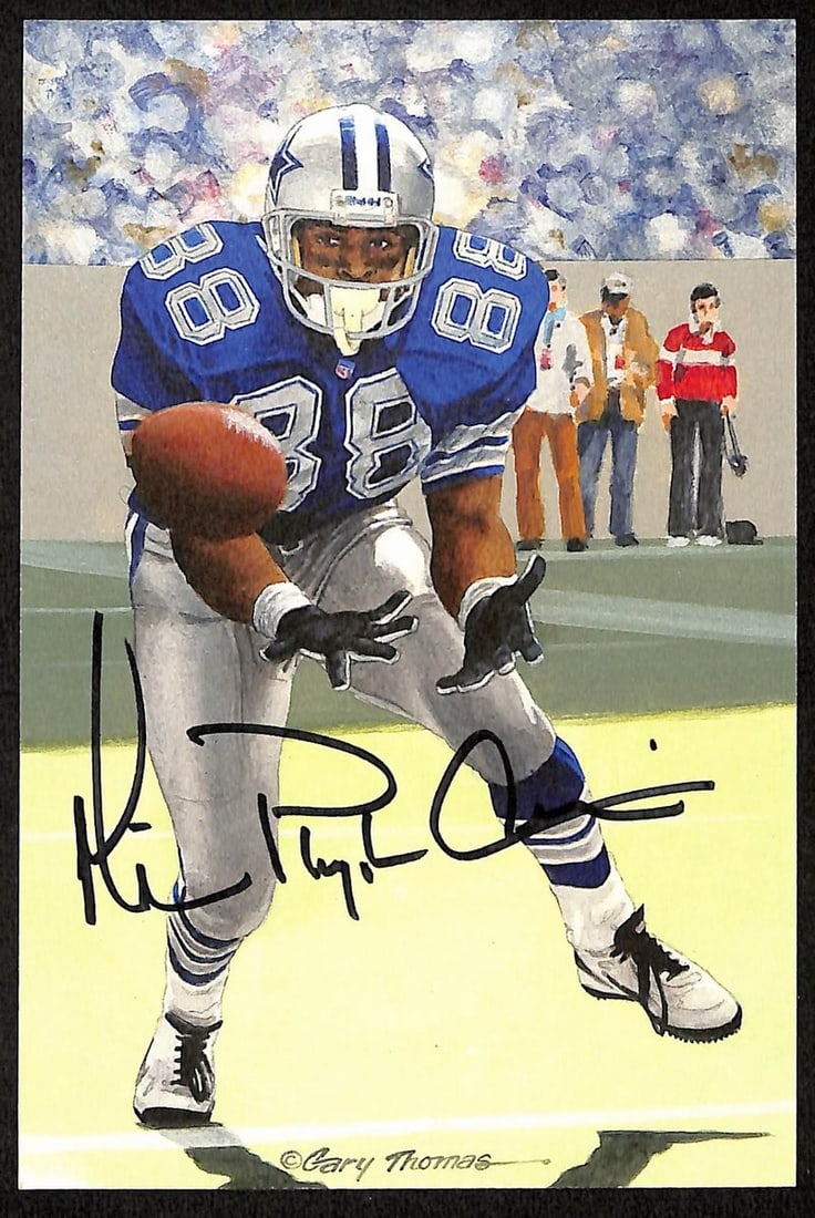 Michael Irvin Signed Goal Line Art Postcard Gold Seal 81/100 PSA Authenticated (1 of 2)