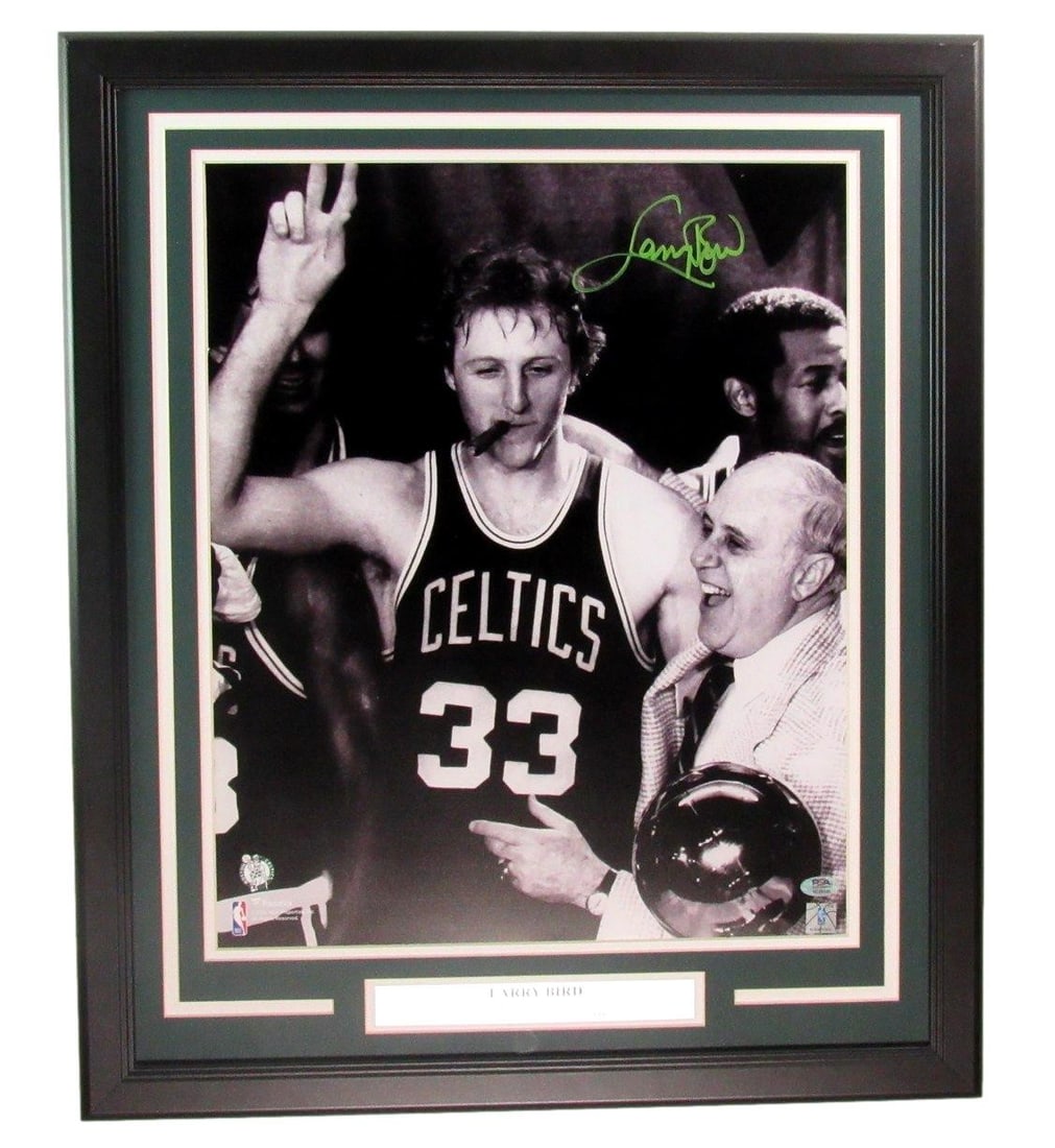 Larry Bird Autographed 16x20 Framed Photo PSA/DNA Boston Celtics (1 of 4)