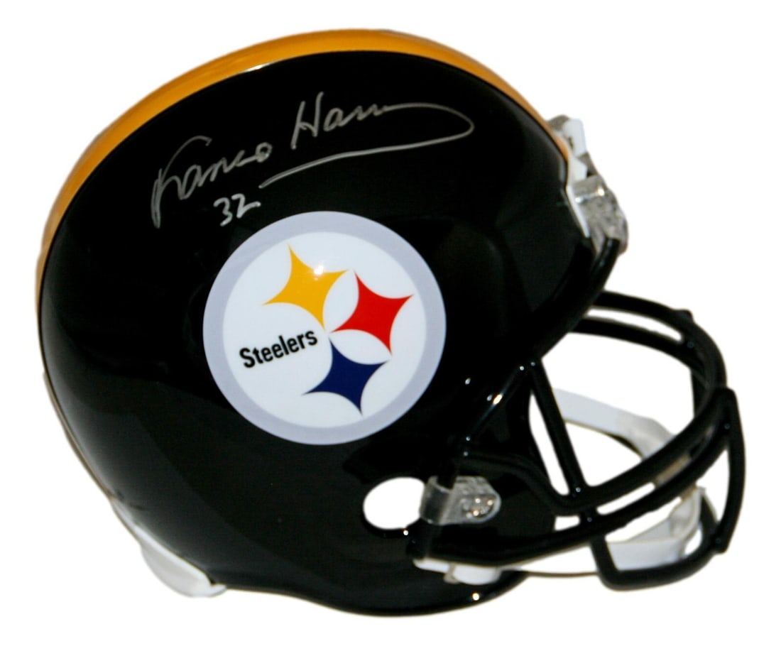 Franco Harris Signed Full Size Steelers Helmet JSA Certified: Franco Harris Signed Full Size Steelers Helmet JSA Certified This is an original full-size Pittsburgh Steelers helmet signed by football legend Franco Harris. The autograph has been authenticated by J
