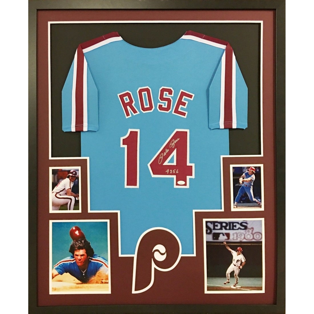 Pete Rose Signed Framed Jersey JSA Authenticated 42x34 (1 of 3)