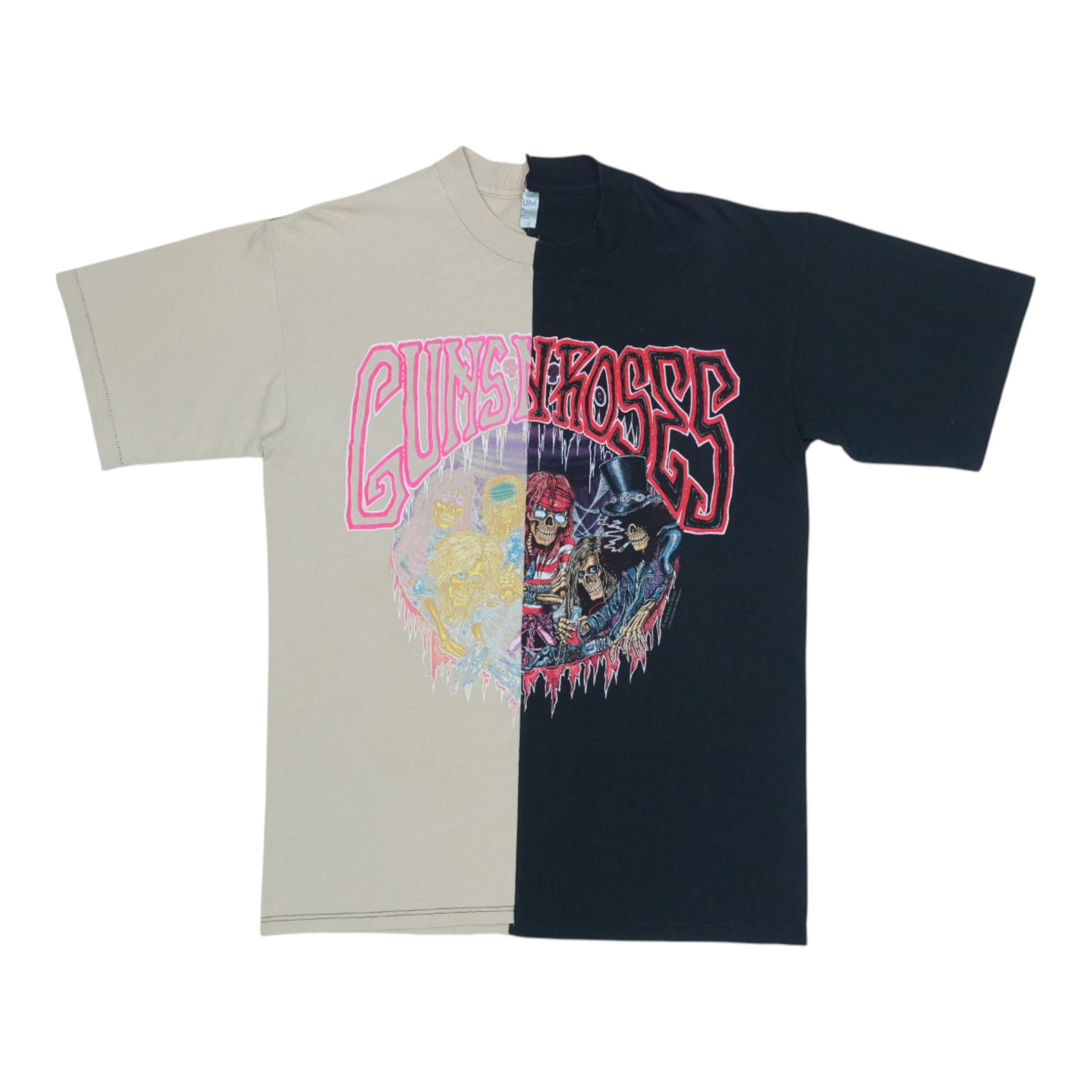 Vintage 1991 Lost Colors Guns N Roses Split Reworked Colorway Tee: Vintage 1991 Lost Colors Guns N Roses Split Reworked Colorway Tee This is an original vintage 1991 Guns N' Roses Color Change Shirt from the Lost Colors collection by Patrick Klima. The shirt has been