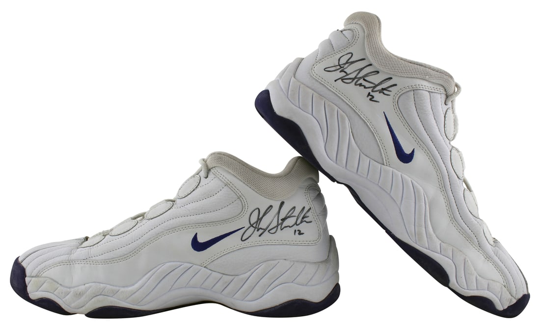 John Stockton Signed Game Used Nike Size 12.5 Shoes BAS #AA03719 Utah Jazz (1 of 11)
