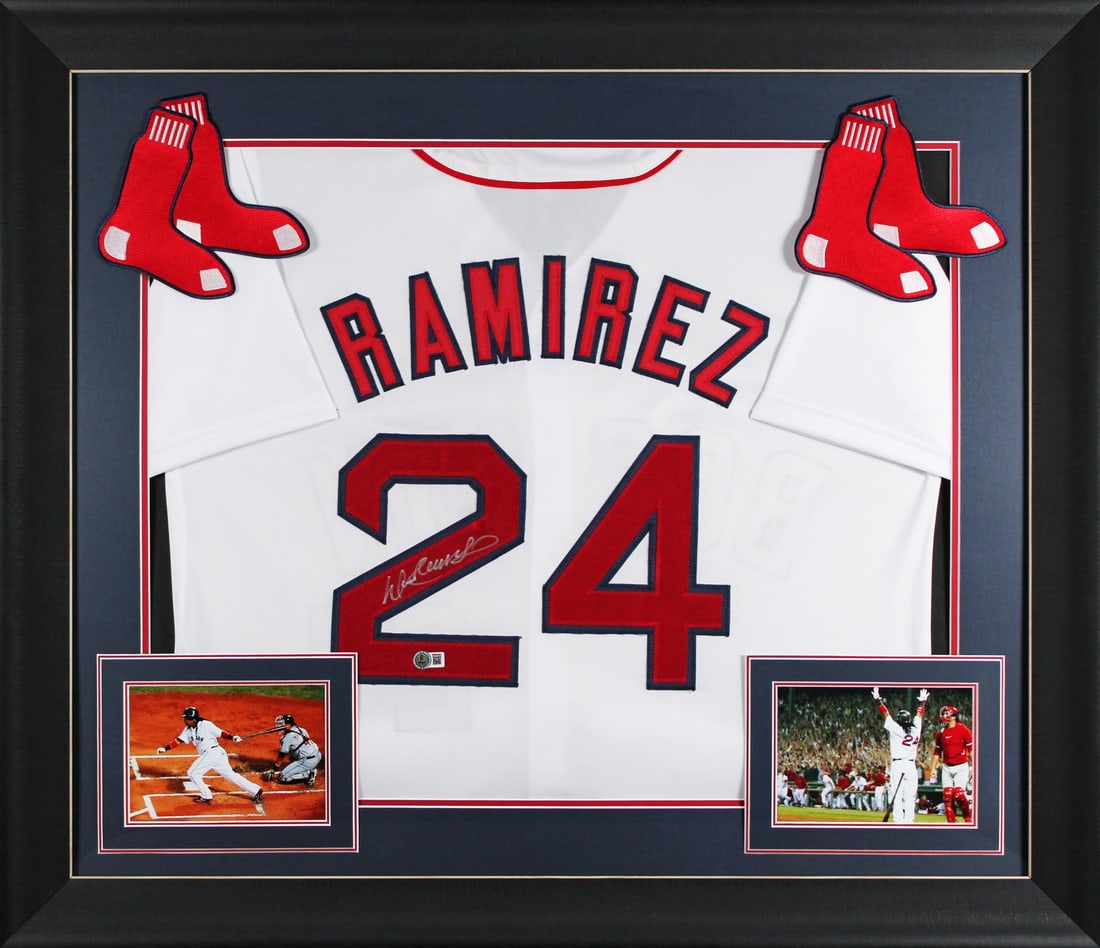 Manny Ramirez Signed White Framed Jersey Boston Red Sox BAS Authenticated (1 of 2)