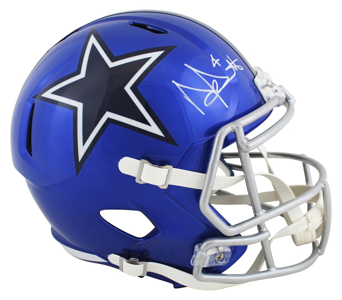 Dak Prescott Signed Dallas Cowboys Flash Full Size Helmet BAS Authenticated: Dak Prescott Signed Dallas Cowboys Flash Full Size Helmet BAS Authenticated This Dallas Cowboys Dak Prescott Signed Flash Full Size Speed Replica Helmet is a must-have for any fan. Personally signed