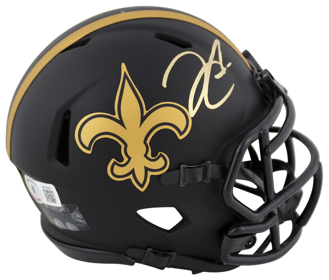 Derek Carr Signed New Orleans Saints Eclipse Speed Mini Helmet BAS Authenticated: Derek Carr Signed New Orleans Saints Eclipse Speed Mini Helmet BAS Authenticated This authentic autographed Eclipse Speed Mini Helmet has been personally signed by Derek Carr, quarterback for the New