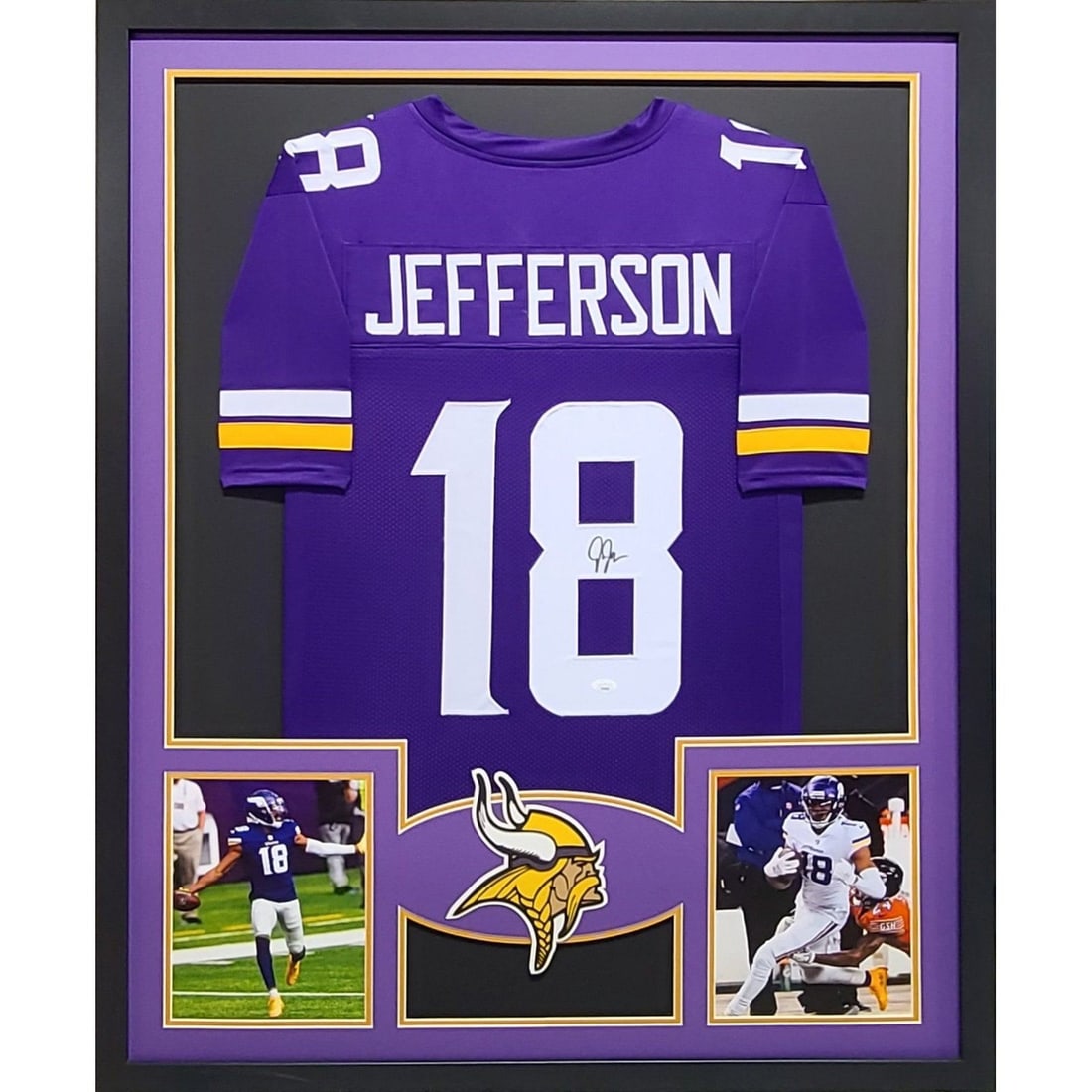 Justin Jefferson Autographed Framed Jersey JSA Certified Minnesota Vikings (1 of 3)