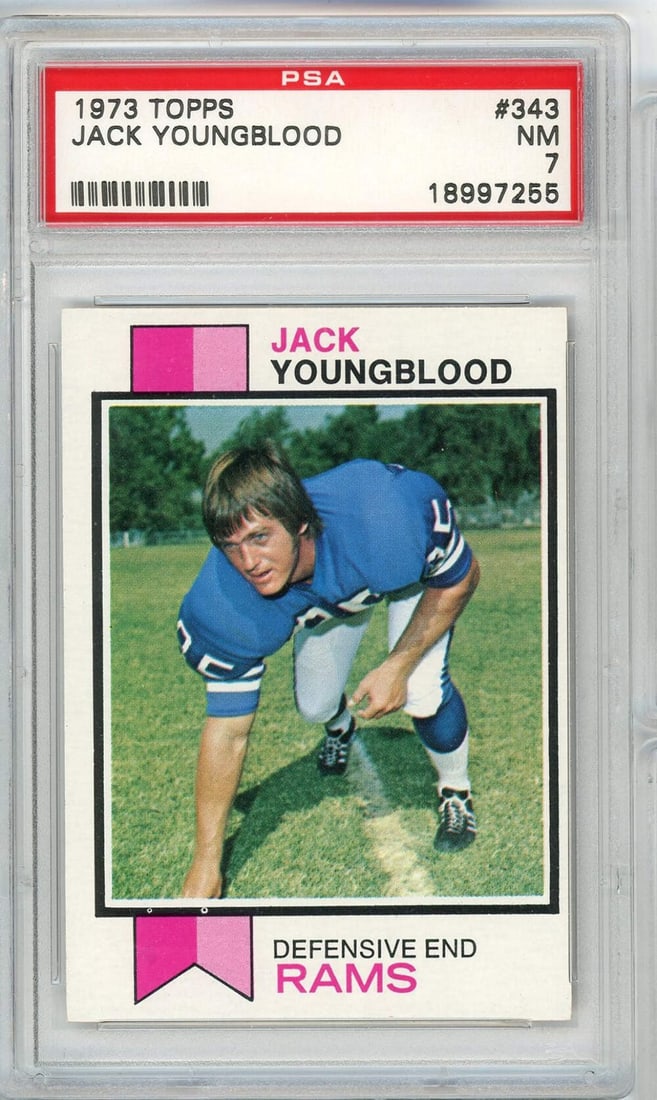 1973 Topps Jack Youngblood #343 Rookie Football Card PSA 7 NM (1 of 2)