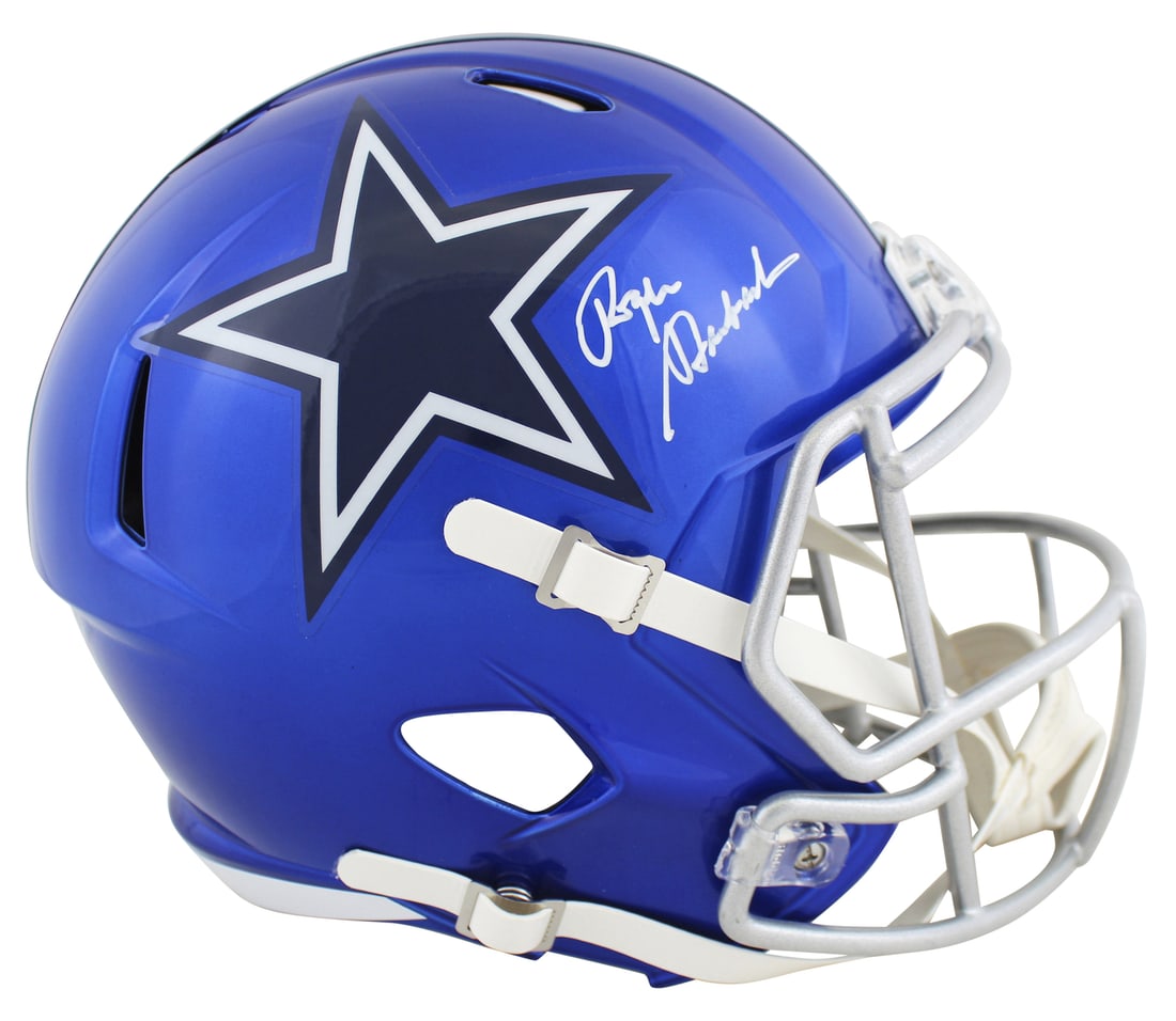 Roger Staubach Signed Dallas Cowboys Flash Full Size Helmet BAS Authenticated: Roger Staubach Signed Dallas Cowboys Flash Full Size Helmet BAS Authenticated This autographed Dallas Cowboys Flash Riddell Full Size Speed Replica Helmet features the signature of legendary player Ro