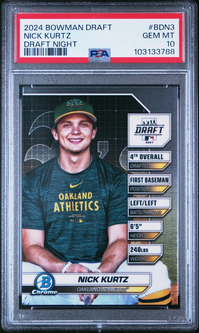 2024 Topps Bowman Draft Nick Kurtz #BDN3 PSA 10 Baseball Card (1 of 2)