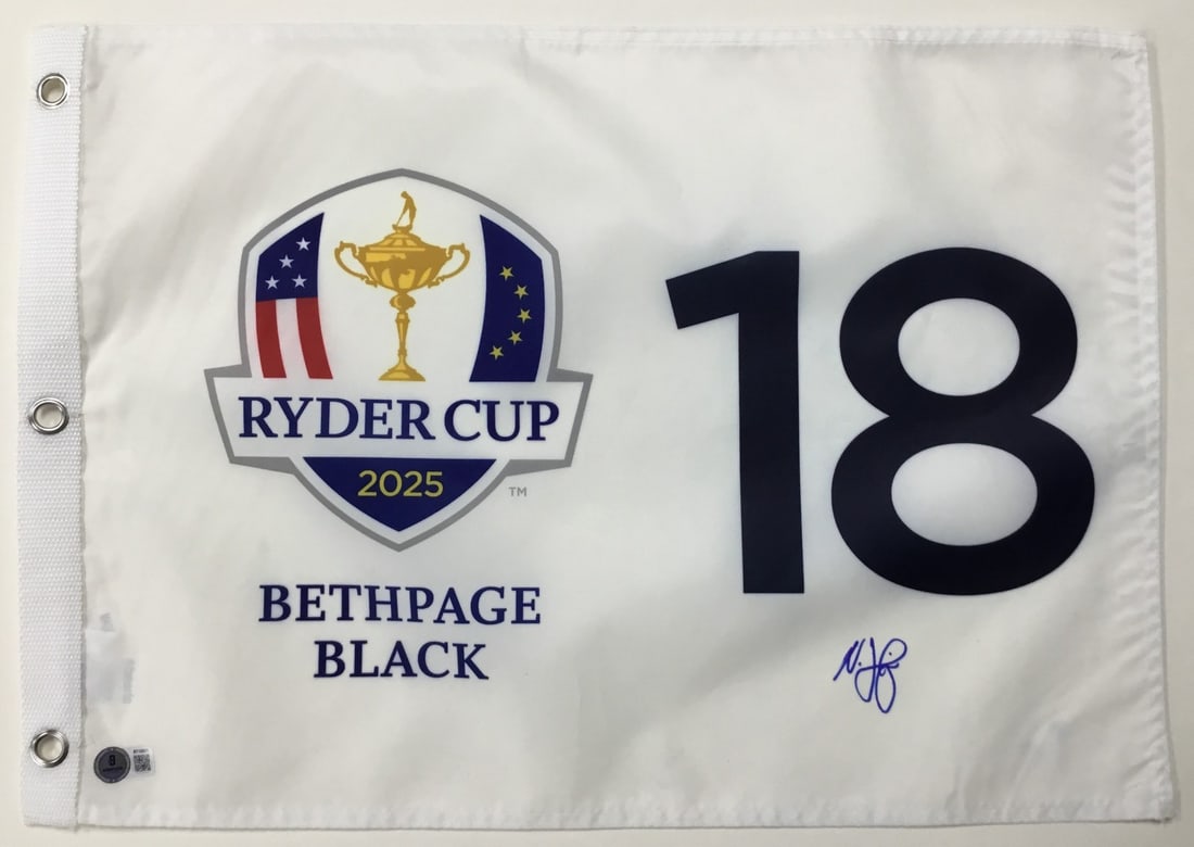 Nicolai Hojgaard Signed 2025 Ryder Cup Flag Beckett Authenticated BT18821 (1 of 4)