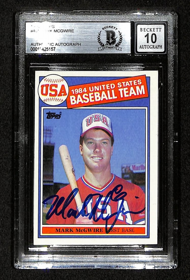 Mark McGwire 1985 TOPPS Rookie Card #401 Signed GEM MINT 10 Beckett Authenticated (1 of 2)