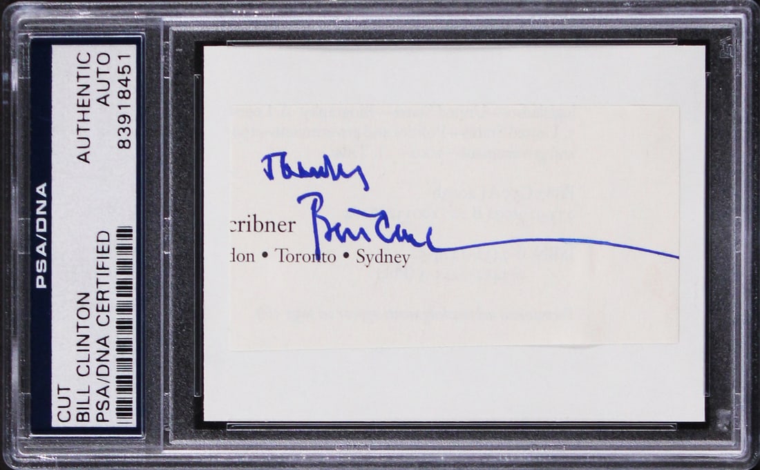 Bill Clinton Signed Cut Signature PSA/DNA 1.5x3 Thanks Inscription (1 of 2)