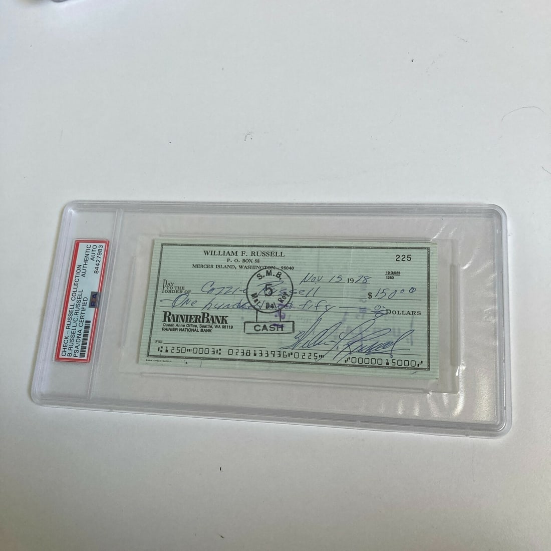 Bill Russell Signed Bank Check PSA DNA Boston Celtics HOF Autograph (1 of 3)