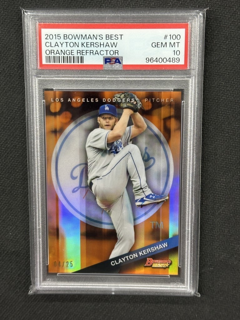 Clayton Kershaw 2015 Bowman's Best Orange Refractor PSA 10 #100 Dodgers (1 of 2)