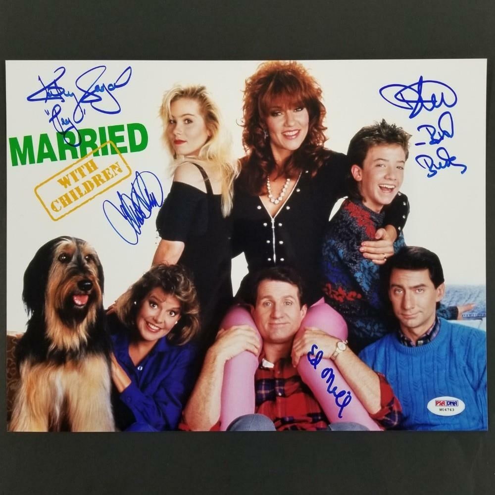 Married With Children Cast Signed 10x13 Photo PSA/DNA O'Neill Sagal Applegate: Married With Children Cast Signed 10x13 Photo PSA/DNA O'Neill Sagal Applegate This is an original 10x13 photograph featuring the cast of 'Married With Children,' signed by Ed O'Neill, Katey Sagal, and