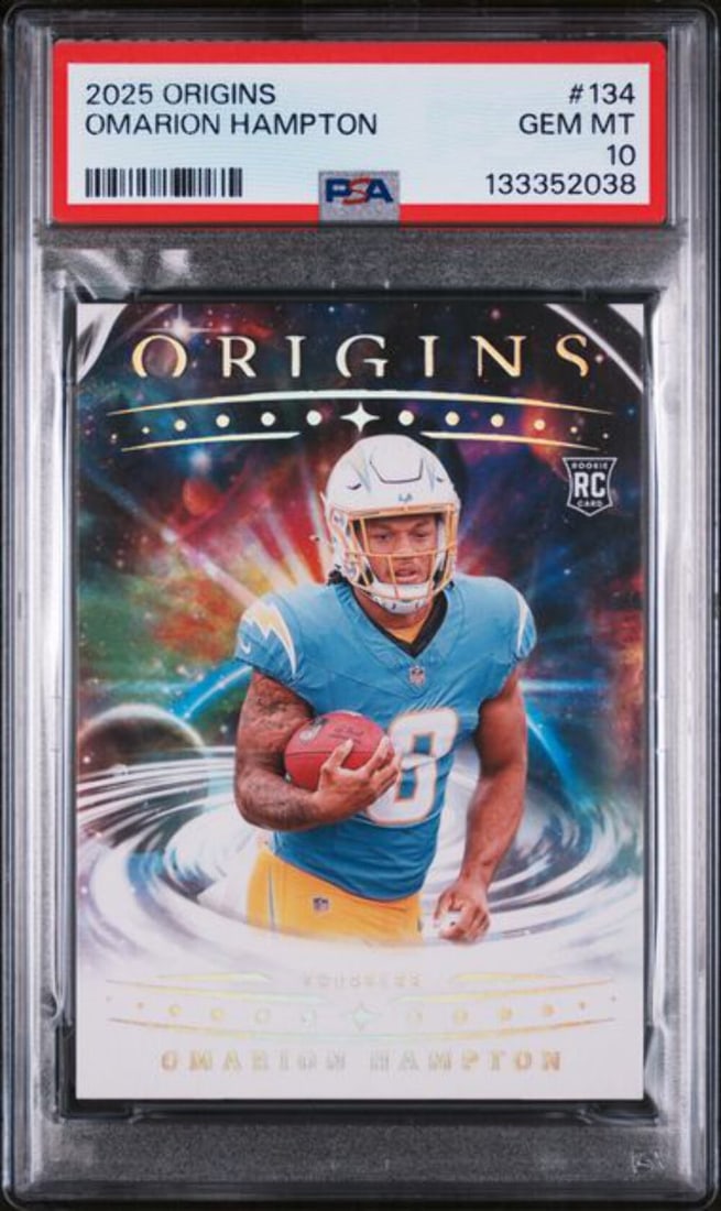 PSA 10 Graded 2025 Omarion Hampton Rookie NFL Card Panini Origins #134 (1 of 2)