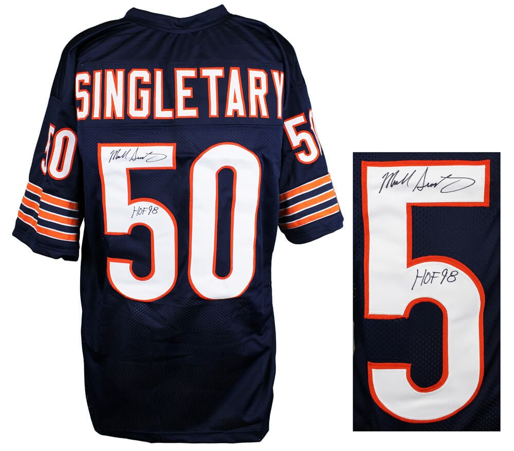 Mike Singletary Signed Chicago Bears Navy Jersey HOF 98 COA (1 of 1)