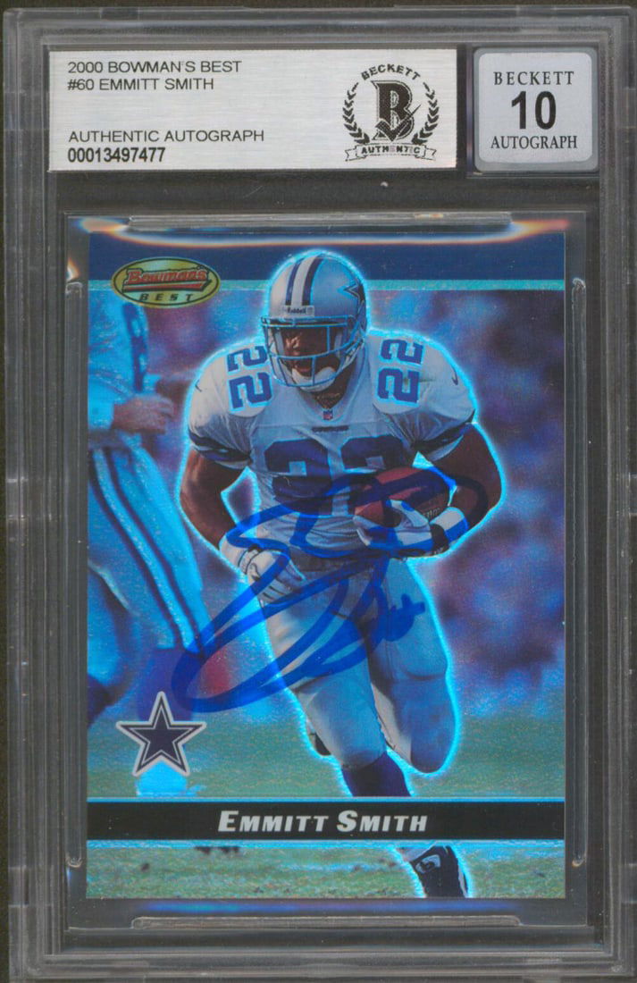 Emmitt Smith Signed 2000 Bowman's Best #60 Card Gem Mint 10 BAS (1 of 2)