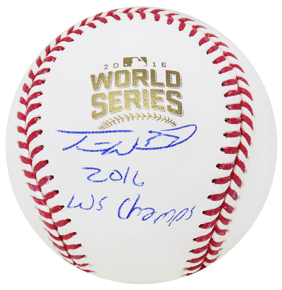 Travis Wood Signed 2016 World Series Baseball with Inscription: Travis Wood Signed 2016 World Series Baseball with Inscription Own a piece of baseball history with this Travis Wood signed Rawlings official 2016 World Series baseball. This ball features the inscrip