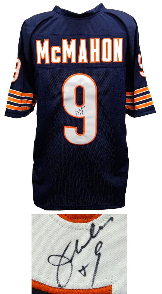 Jim McMahon Signed Chicago Bears Navy Throwback Jersey with COA (1 of 2)