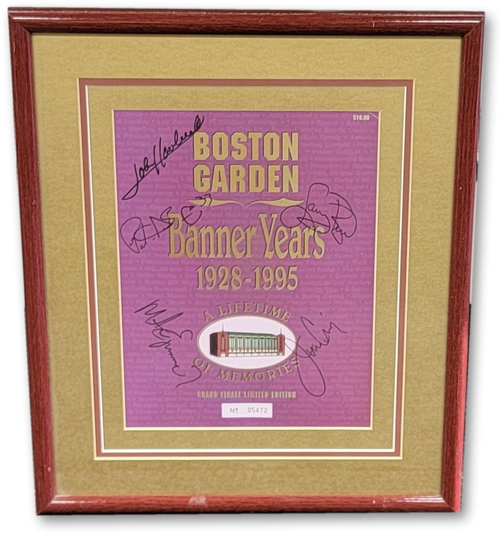 Boston Celtics Multi Signed Framed Print Bird Ewing Havlicek JSA Authenticated: Boston Celtics Multi Signed Framed Print Bird Ewing Havlicek JSA Authenticated This impressive multi-signed framed print features legendary basketball players Larry Bird, Patrick Ewing, John Havlicek,
