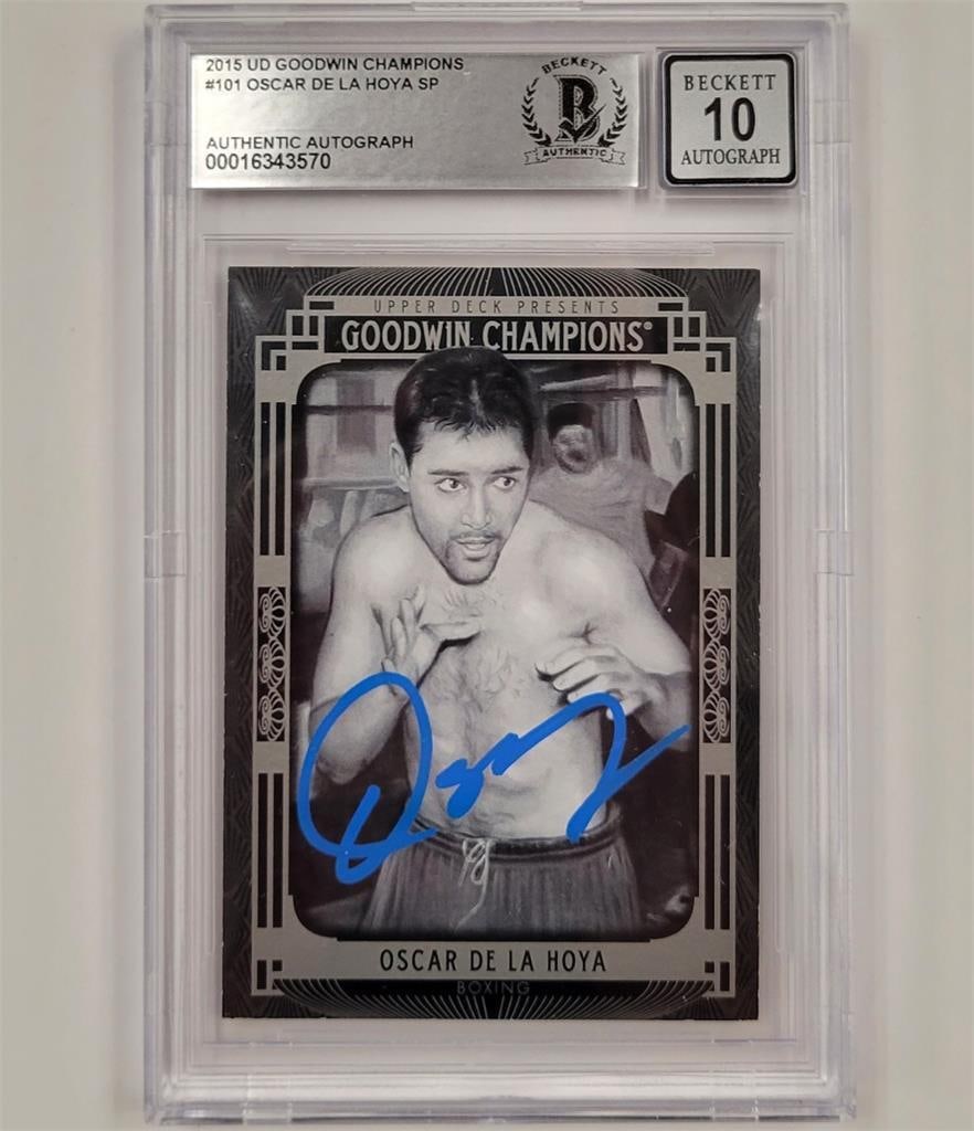 Oscar De La Hoya 2015 UD Goodwin Champions Signed B/W Card BAS 10 (1 of 2)