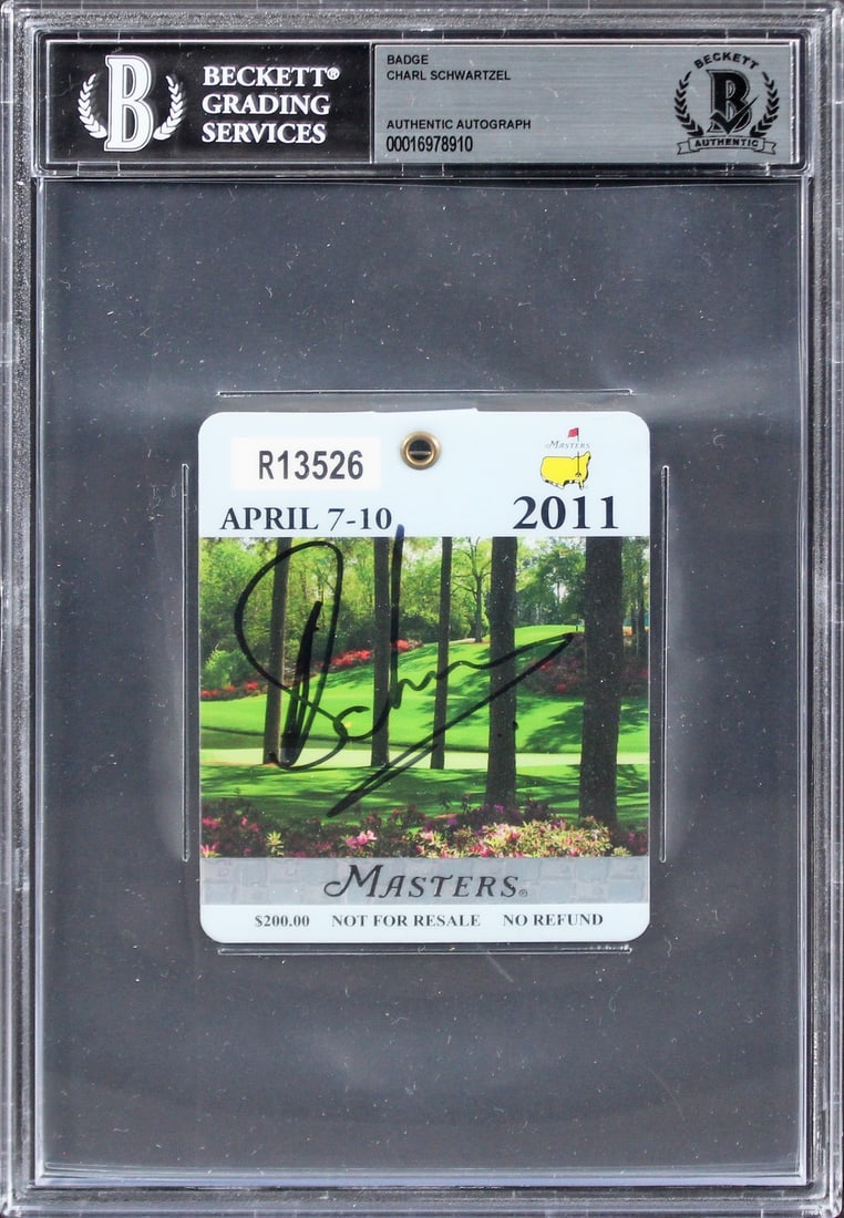 Charl Schwartzel Autographed 2011 Masters Badge Ticket Beckett Authenticated (1 of 2)