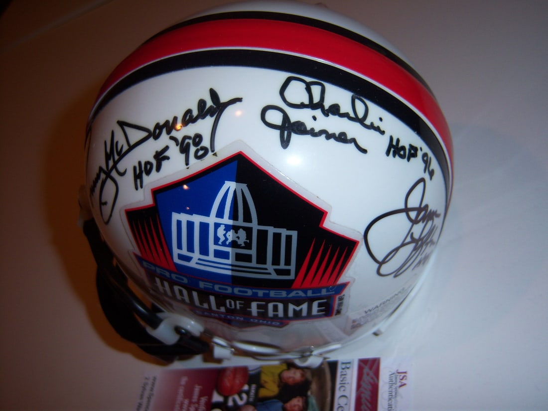 Riddell Mini Helmet Signed by NFL Legends Largent Lofton Joiner McDonald JSA COA (1 of 2)
