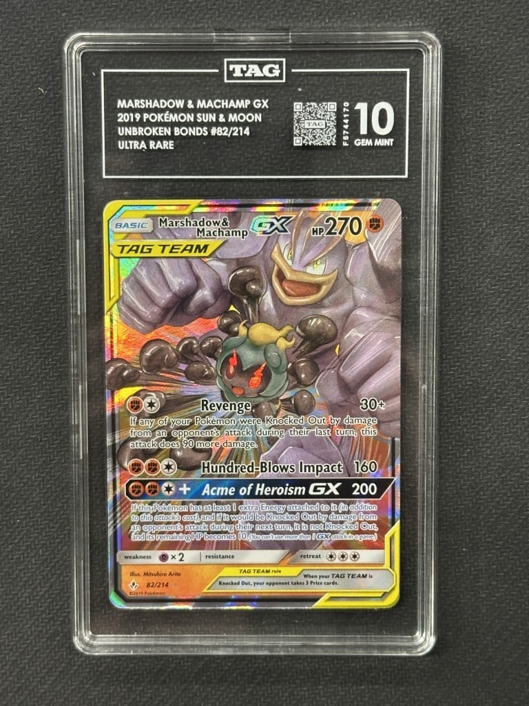 Marshadow & Machamp GX Pokemon TAG 10 Ultra Card 82/214 (1 of 2)