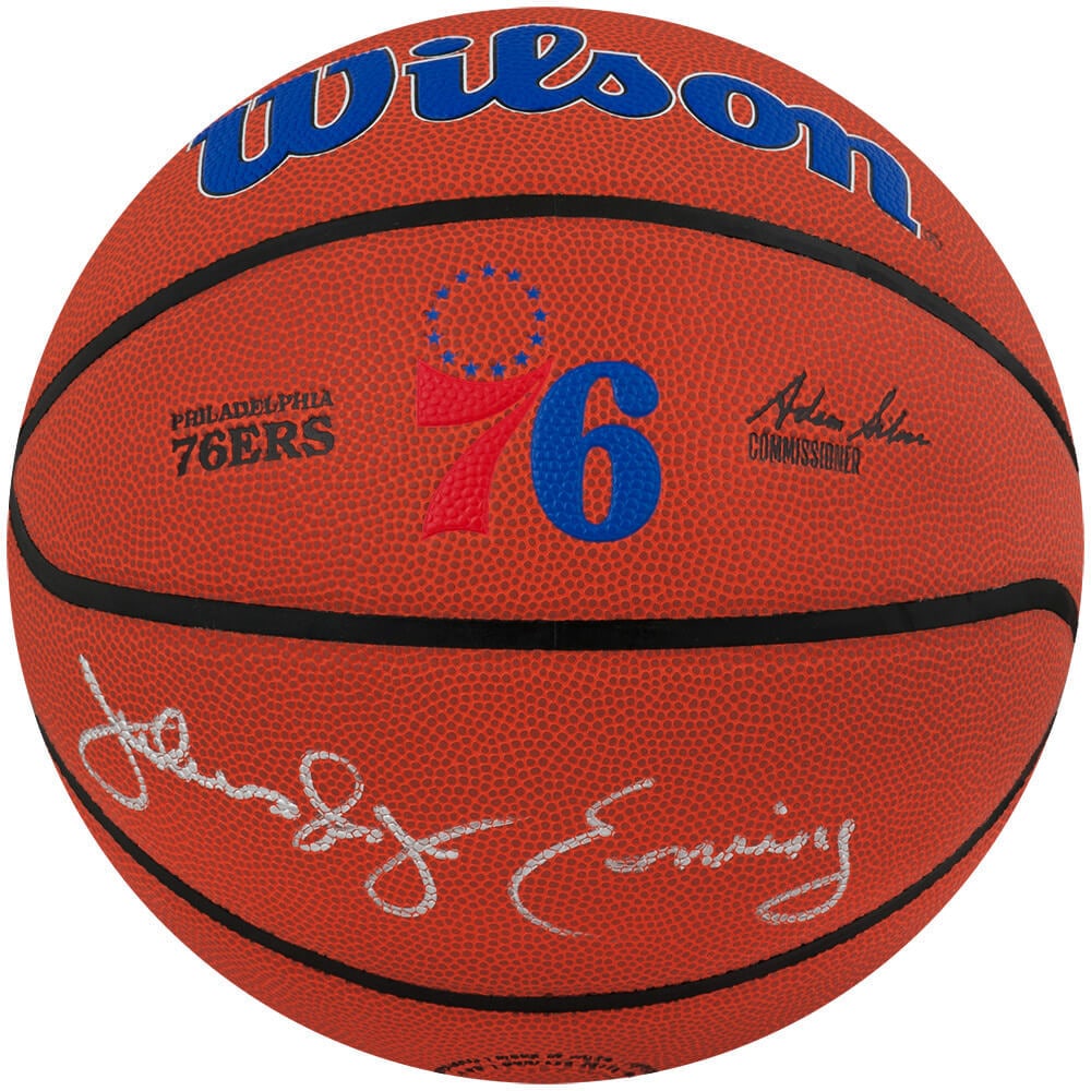 Julius Dr J Erving Signed Wilson 76ers Logo NBA Basketball with COA (1 of 1)