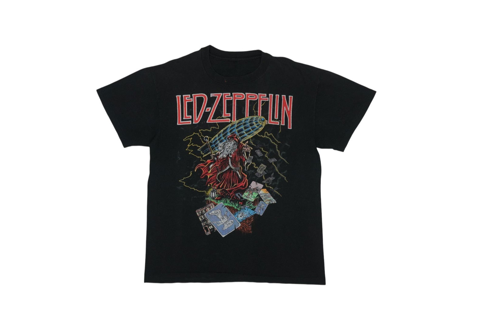 Vintage 1990s Led Zeppelin Zoso Black Cotton Graphic T Shirt (1 of 6)