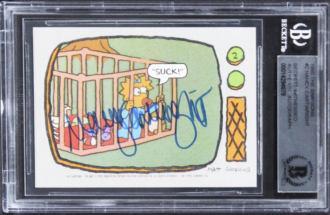 Nancy Cartwright Signed 1990 The Simpsons Card Beckett Authenticated (1 of 2)