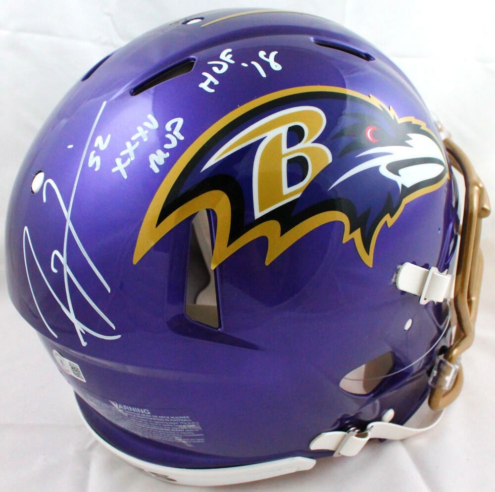Ray Lewis Autographed Baltimore Ravens Speed Helmet with Inscriptions (1 of 6)