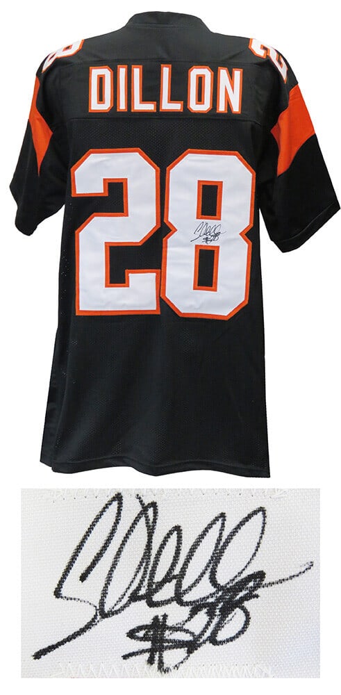 Corey Dillon Signed Bengals Black Custom Jersey with COA: Corey Dillon Signed Bengals Black Custom Jersey with COA Corey Dillon Signed Bengals Black Custom Jersey with COA Celebrate the legacy of Corey Dillon with this signed black custom football jersey fro