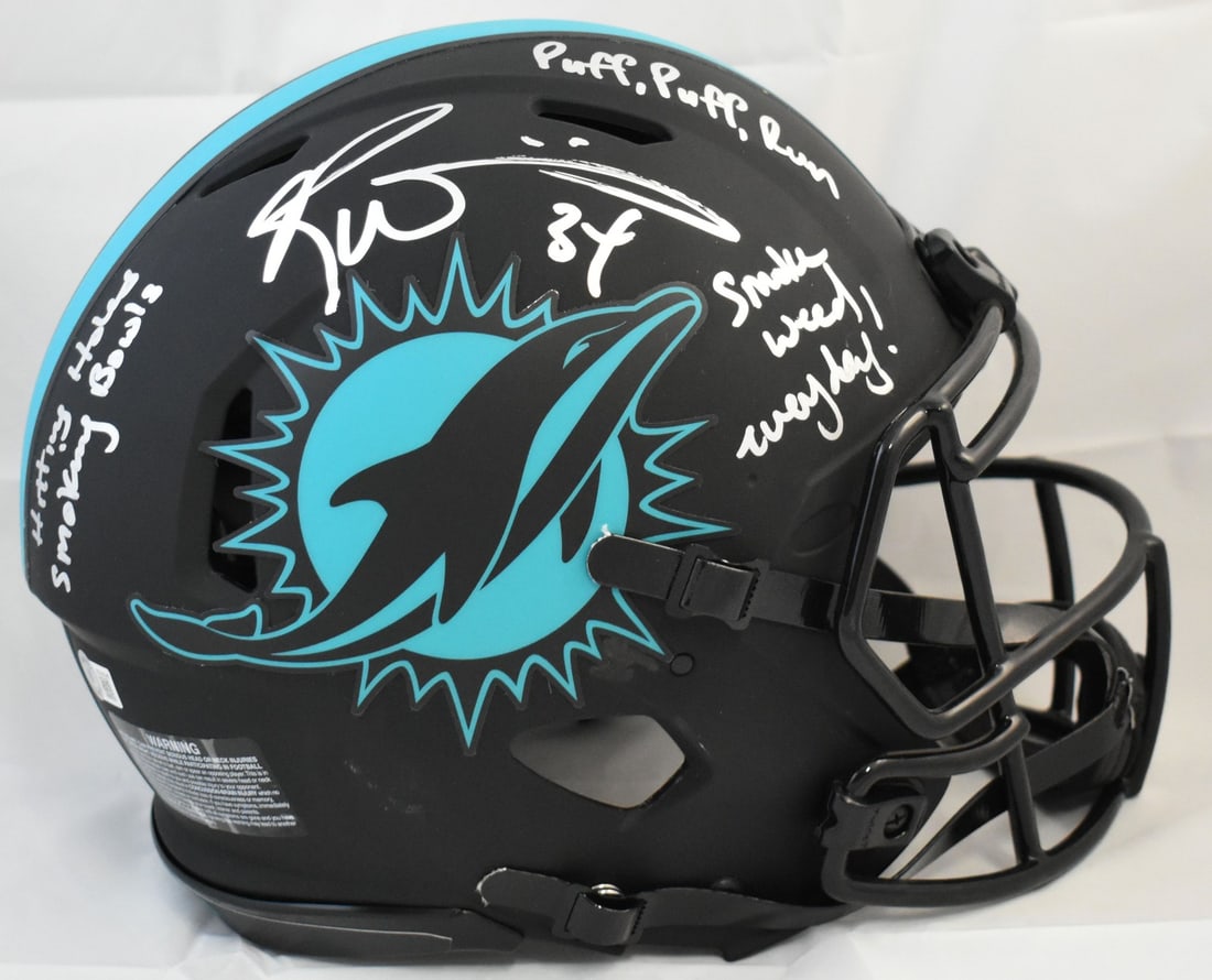 Miami Dolphins Eclipse Speed Authentic Helmet Ricky Williams Signed with Three Inscriptions (1 of 6)