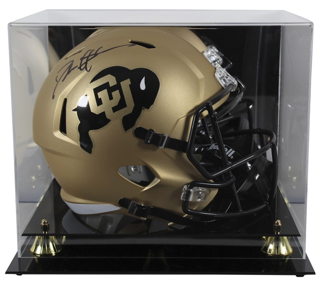 Deion Sanders Signed Colorado Buffaloes Full Size Helmet with BAS Authentication: Deion Sanders Signed Colorado Buffaloes Full Size Helmet with BAS Authentication This authentic full-size Speed replica helmet is personally signed by Deion Sanders of the Colorado Buffaloes. It featu