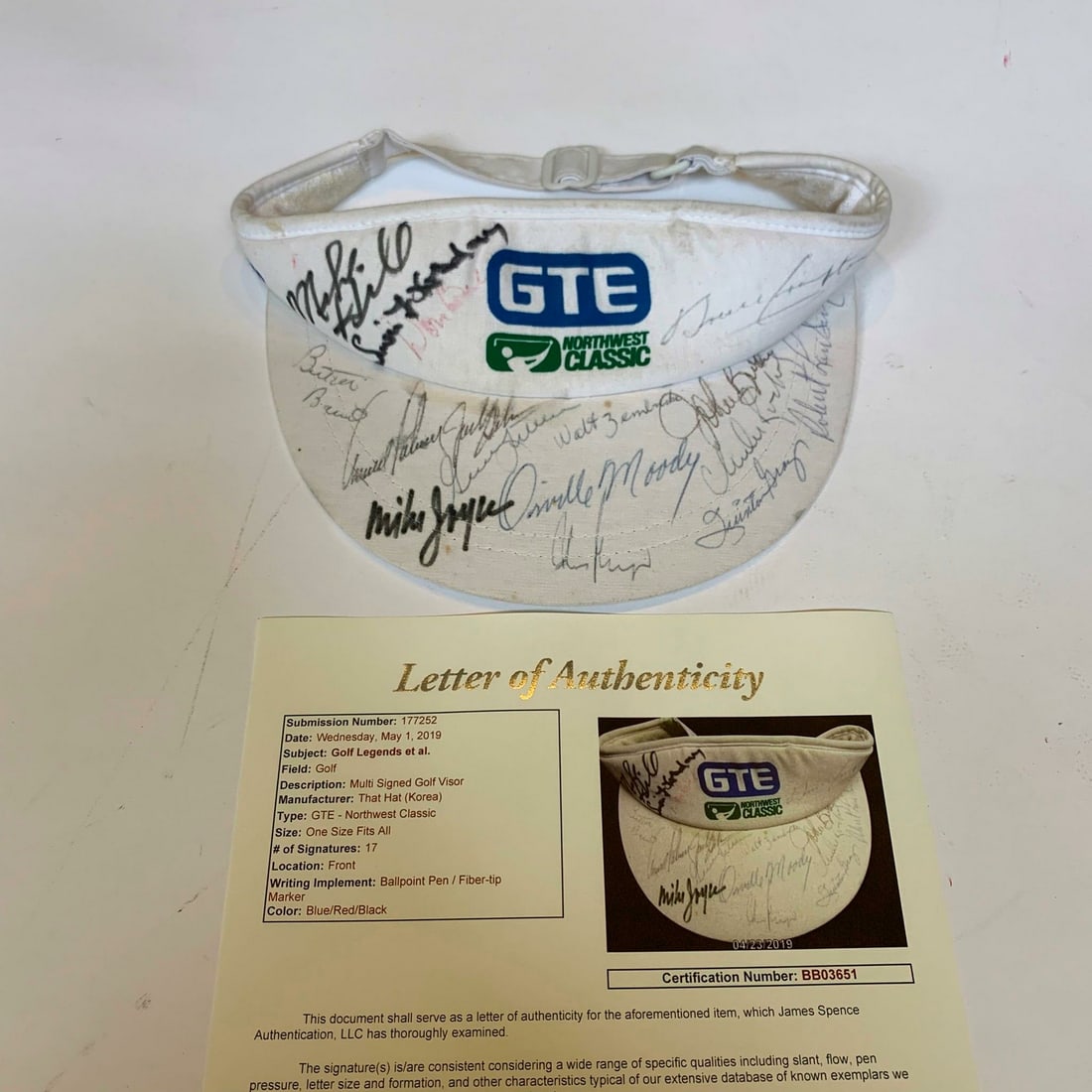 PGA Golf Greats Signed Visor by Palmer Player 17 Signatures JSA COA (1 of 7)