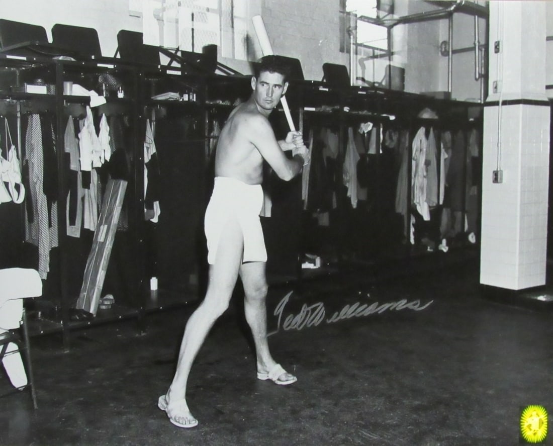 Ted Williams HOF Autographed 16x20 Photo Boston Red Sox with Green Diamond Hologram: Ted Williams HOF Autographed 16x20 Photo Boston Red Sox with Green Diamond Hologram This is an original signed/autographed 16x20 black and white photo of Ted Williams, one of the greatest baseball pla