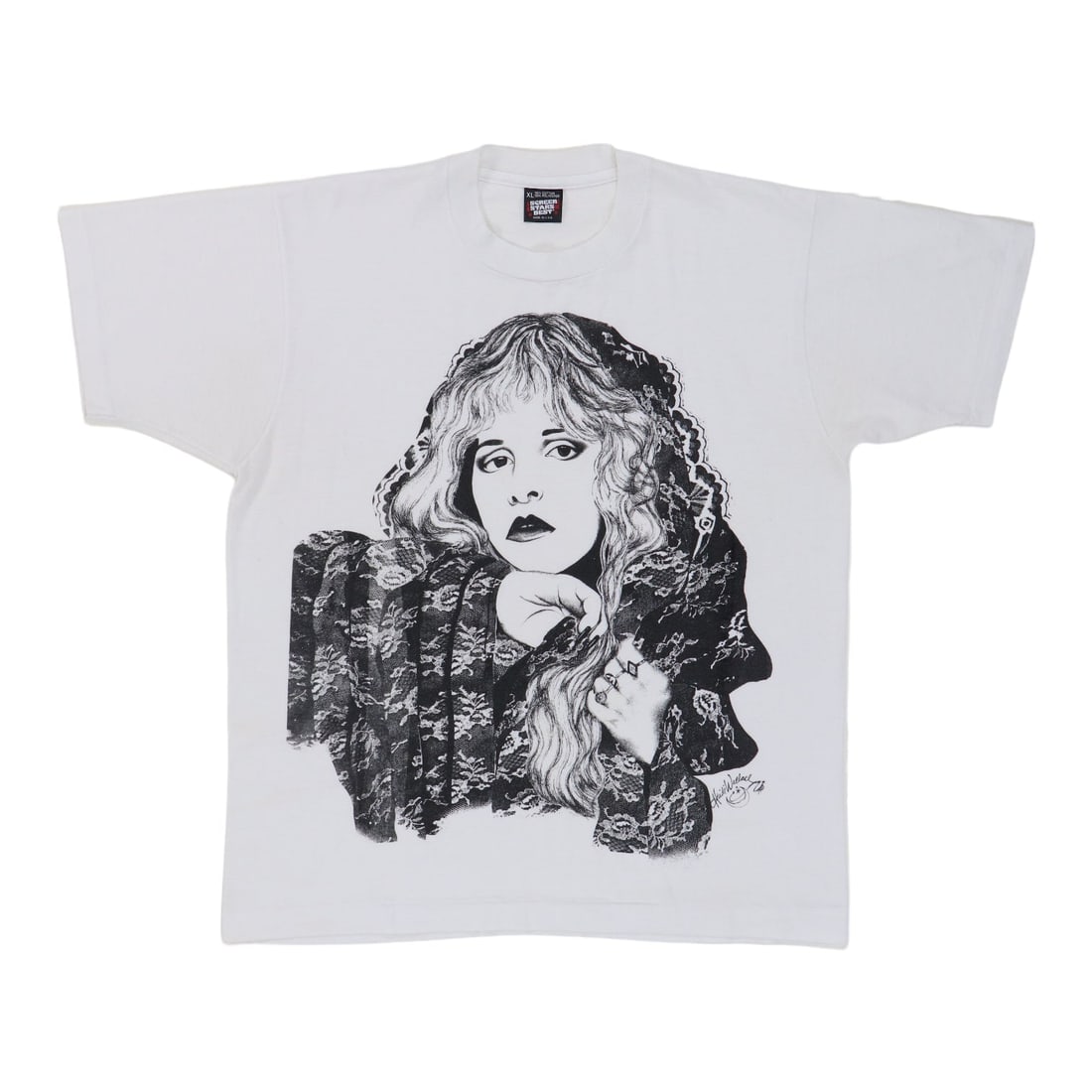Vintage 1990 Stevie Nicks White Poly Cotton T Shirt Extra Large: Vintage 1990 Stevie Nicks White Poly Cotton T Shirt Extra Large This original vintage 1990 Stevie Nicks shirt is a genuine piece from the era, not a modern reproduction. The shirt is in good condition