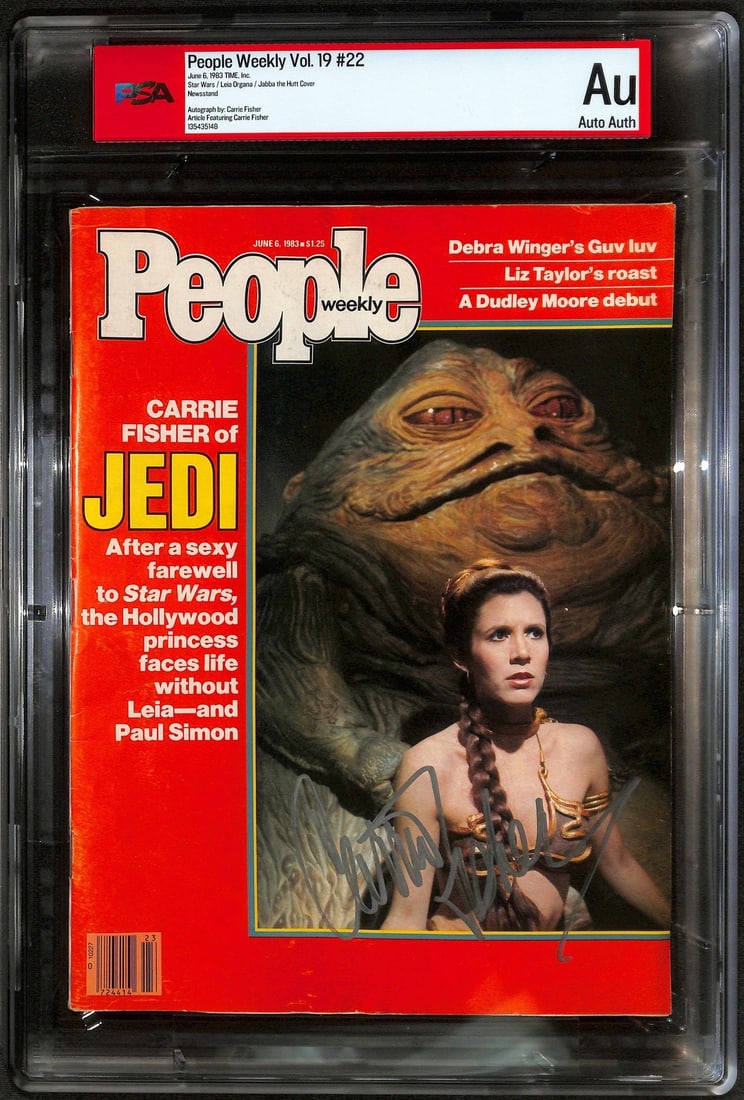 People Weekly 1983 Magazine Signed by Carrie Fisher as Leia PSA Encapsulated: People Weekly 1983 Magazine Signed by Carrie Fisher as Leia PSA Encapsulated This is an original June 6, 1983 issue of People Weekly Magazine (Vol. 19, Issue #22) featuring Carrie Fisher as Princess L